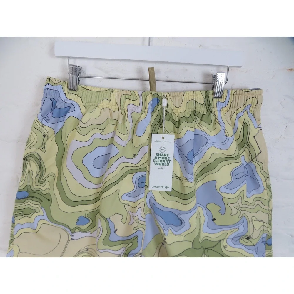 Lacoste Swim Shorts Mens Large Mid Length Print Multicolor Mesh Lined 6